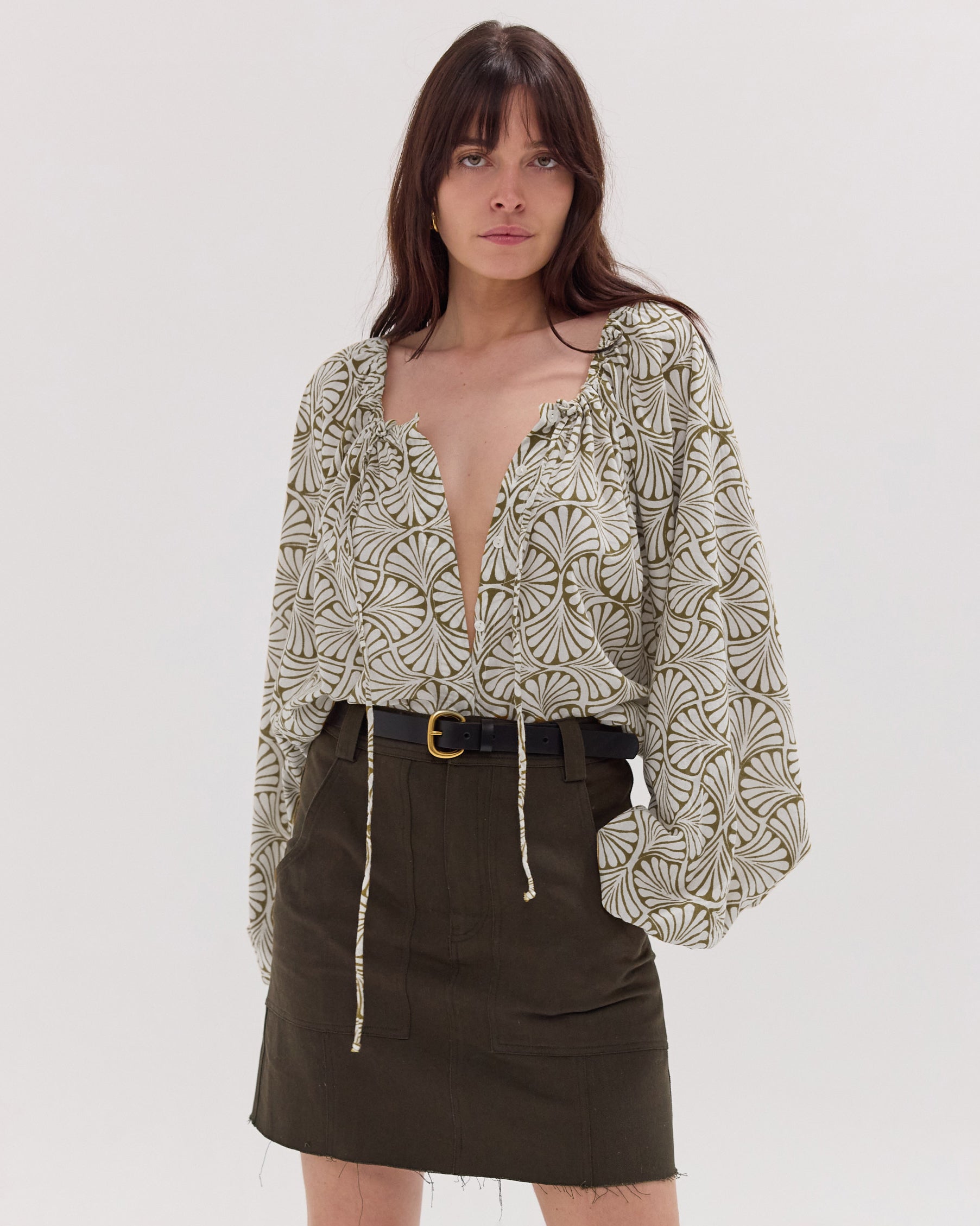 The Block Print Blouse | Olive