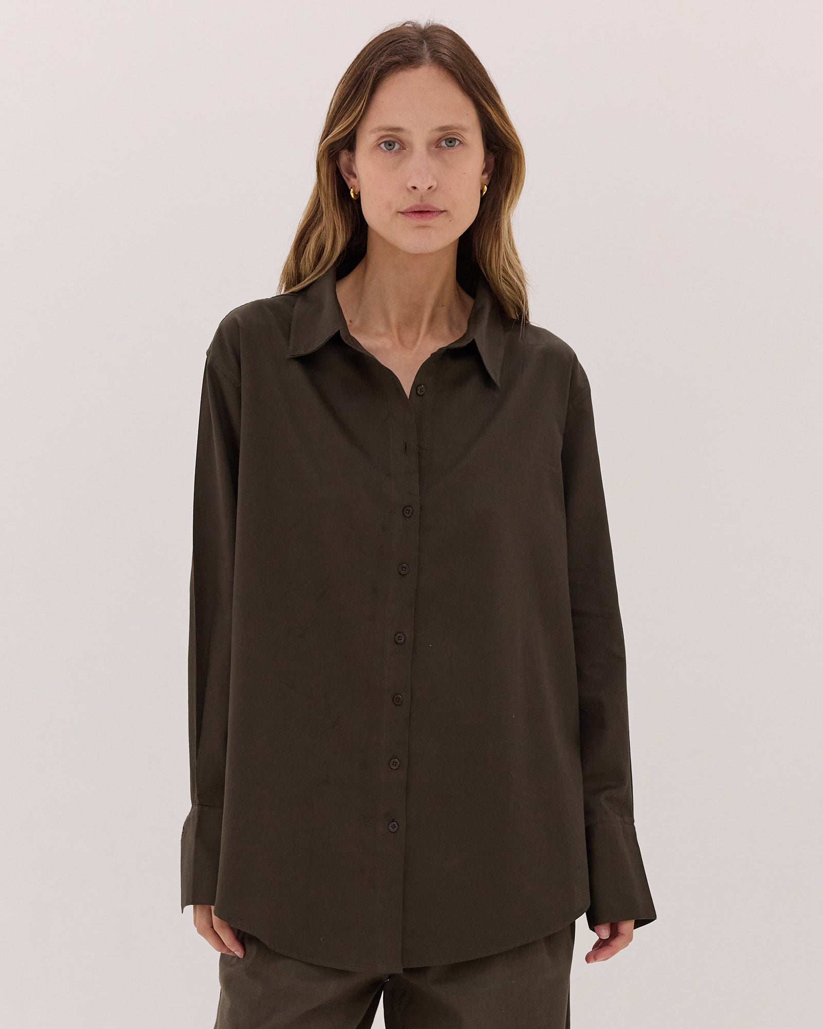The Split Back Shirt | Dark Olive