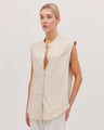 The Tailored Sleeveless Shirt | Putty