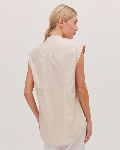 The Tailored Sleeveless Shirt | Putty