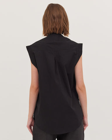 The Tailored Sleeveless Shirt | Black