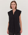 The Tailored Sleeveless Shirt | Black