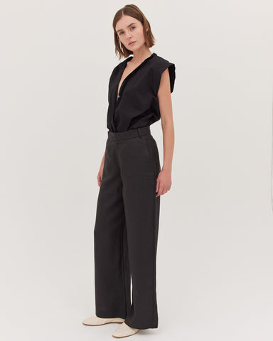 The Flat Fronted Tailored Pant | Black