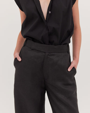 The Flat Fronted Tailored Pant | Black