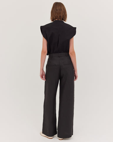 The Flat Fronted Tailored Pant | Black