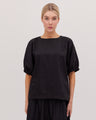 The Gathered Sleeve Top | Black