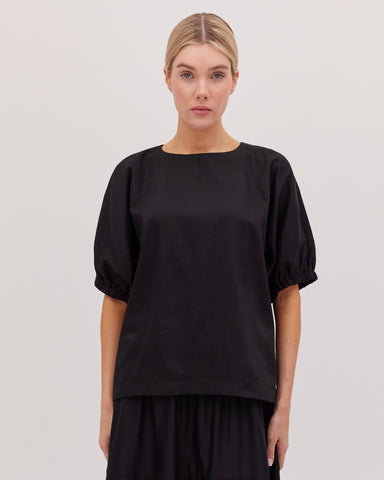 The Gathered Sleeve Top | Black