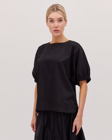 The Gathered Sleeve Top | Black