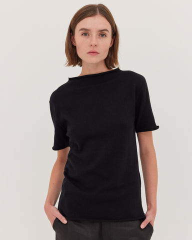 The Funnel Neck Tee | Black