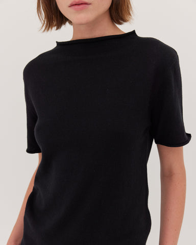 The Funnel Neck Tee | Black