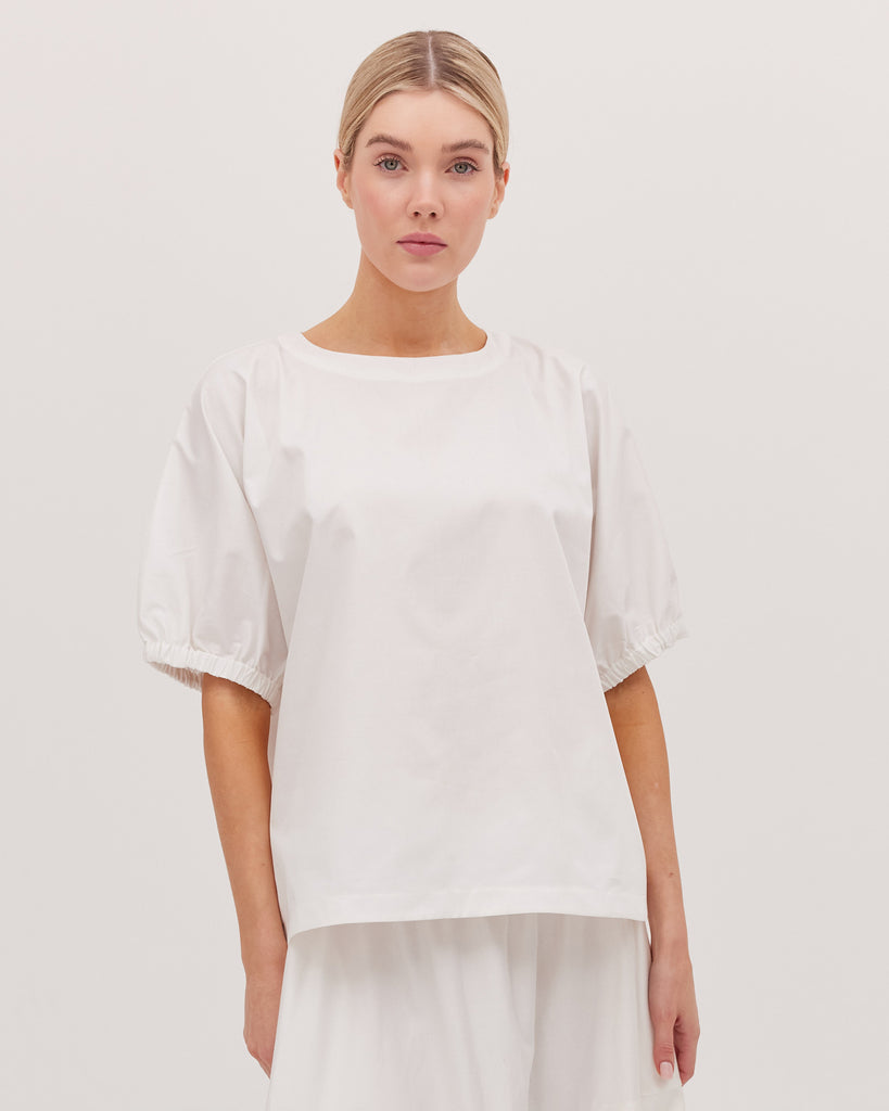 The Gathered Sleeve Top | White