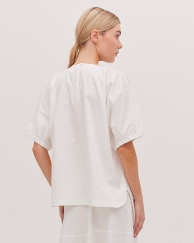 The Gathered Sleeve Top | White