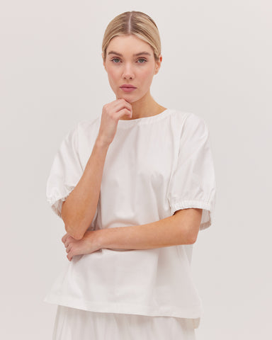 The Gathered Sleeve Top | White