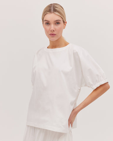 The Gathered Sleeve Top | White