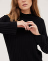 The Ribbed Funnel Sweater | Black