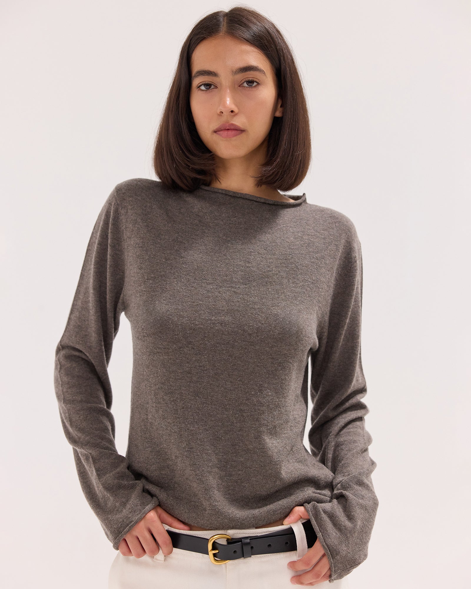The Funnel Neck Top | Squirrel