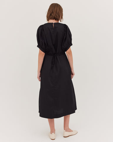 The Puff Sleeve Midi Dress | Black