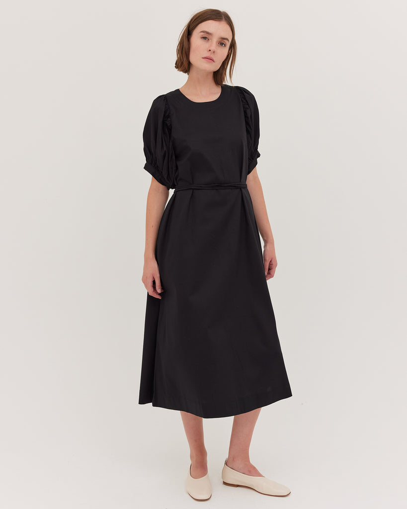 The Puff Sleeve Midi Dress | Black