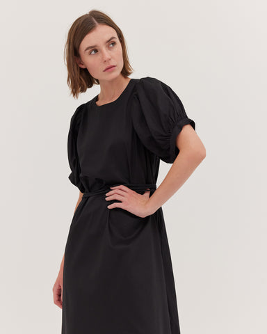 The Puff Sleeve Midi Dress | Black