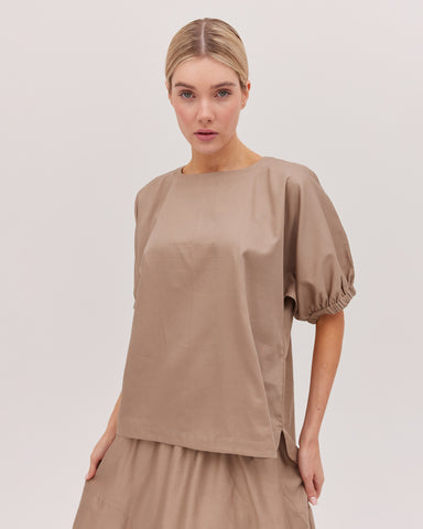 The Gathered Sleeve Top | Praline