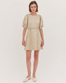 The Puff Sleeve Mini Dress | Beige