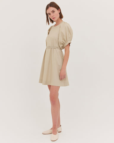 The Puff Sleeve Mini Dress | Beige