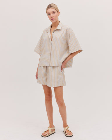 The Cropped Shirt | Oyster Stripe