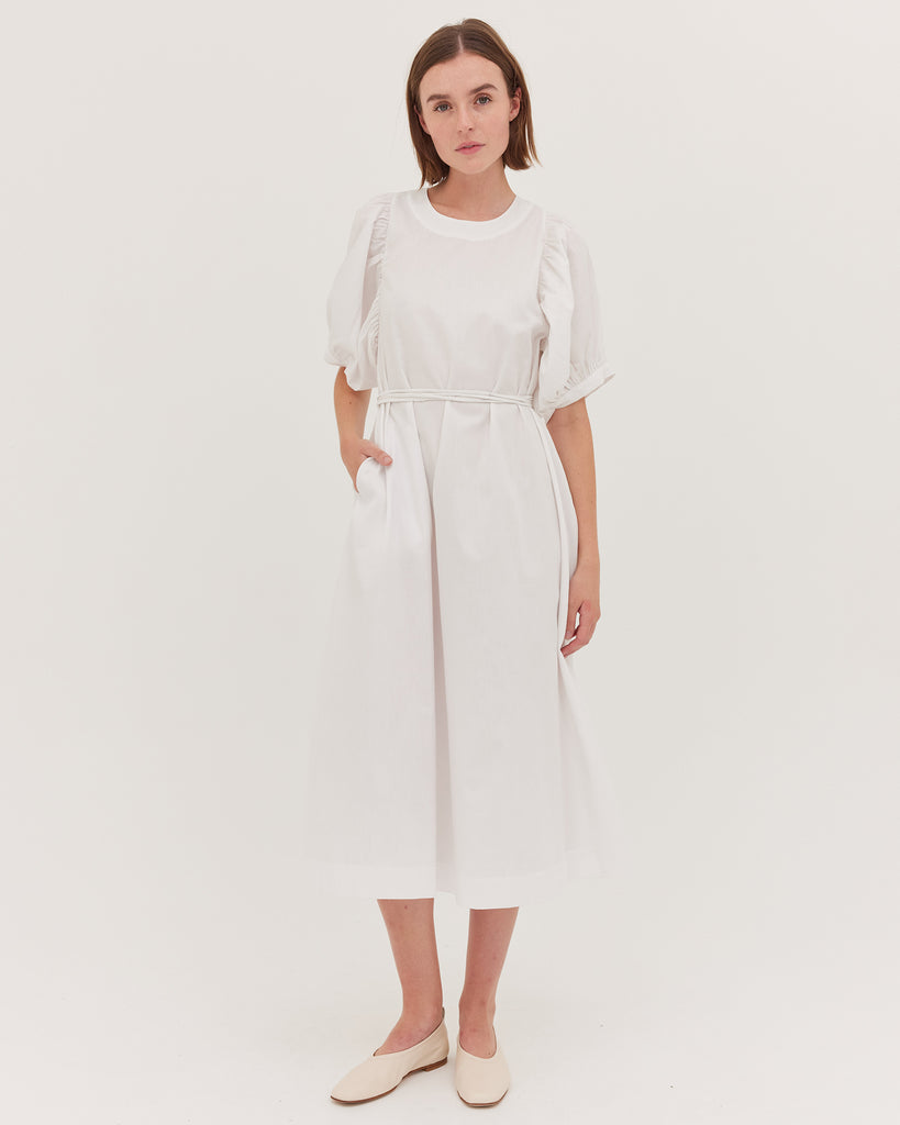 The Puff Sleeve Midi Dress | White