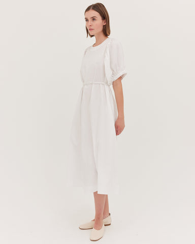 The Puff Sleeve Midi Dress | White