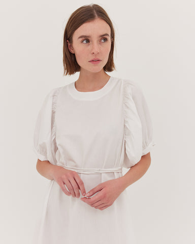 The Puff Sleeve Midi Dress | White