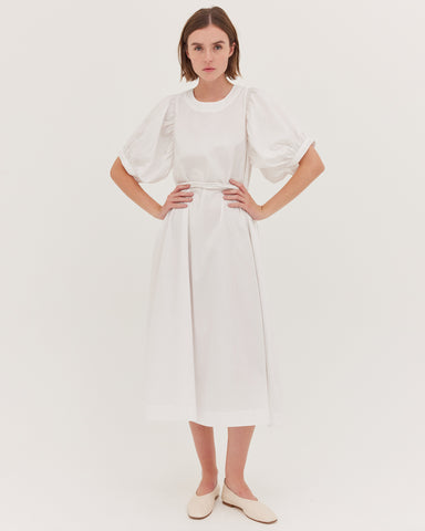 The Puff Sleeve Midi Dress | White