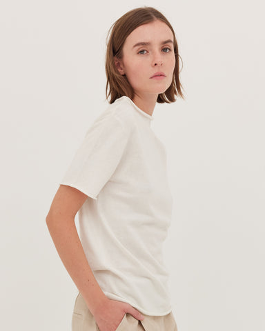 The Funnel Neck Tee | White
