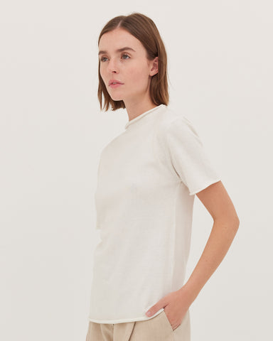 The Funnel Neck Tee | White