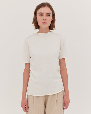 The Funnel Neck Tee | White