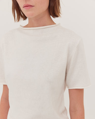 The Funnel Neck Tee | White