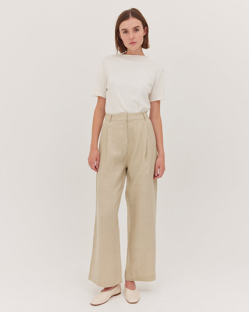 The Single Pleat Tailored Pant | Beige