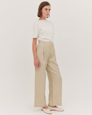 The Single Pleat Tailored Pant | Beige