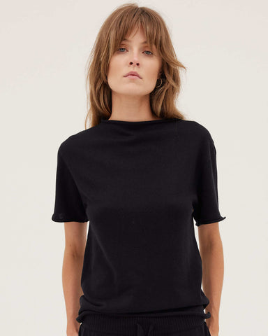 The Funnel Neck Tee | Black