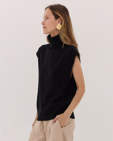 The Roll Neck Vest | Asphalt