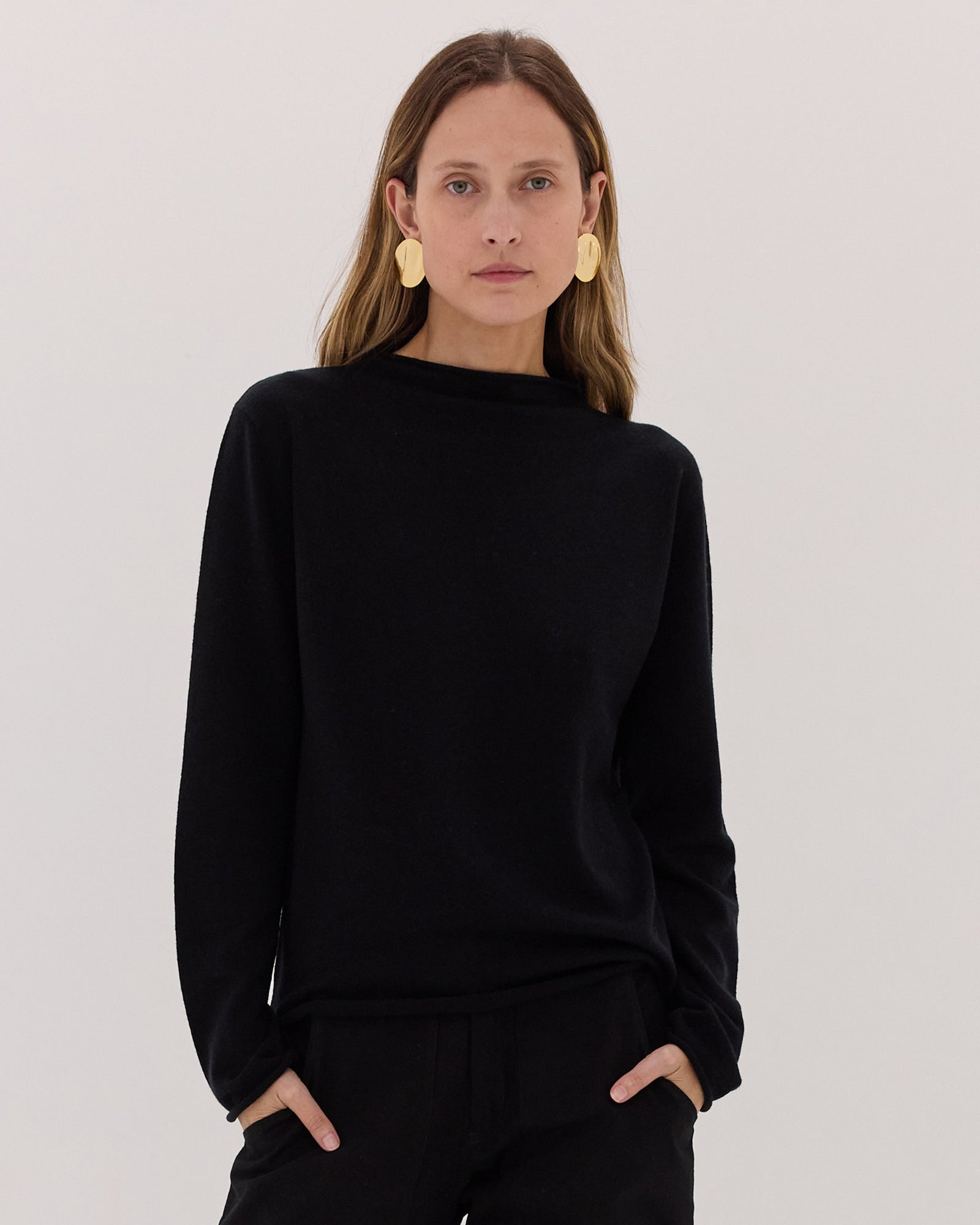 The Funnel Neck Top | Black