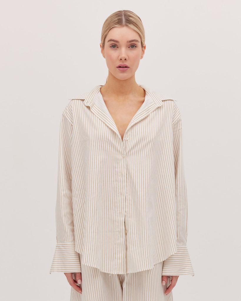 The Split Back Shirt | Gold Stripe