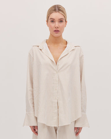 The Split Back Shirt | Gold Stripe