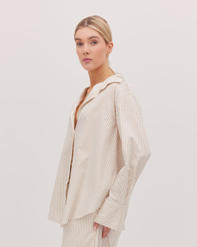 The Split Back Shirt | Gold Stripe