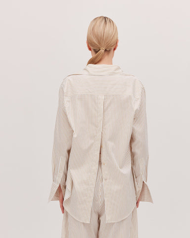 The Split Back Shirt | Gold Stripe