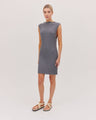 The Ribbed Funnel Neck Tank Mini Dress | Slate