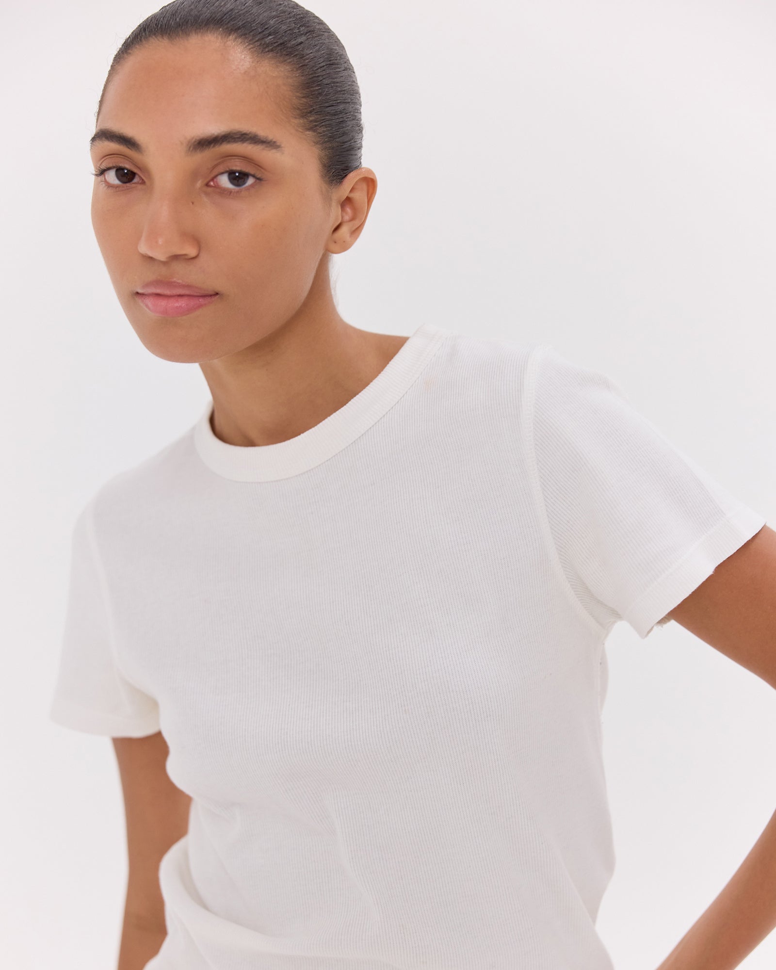 The Ribbed Tee | White