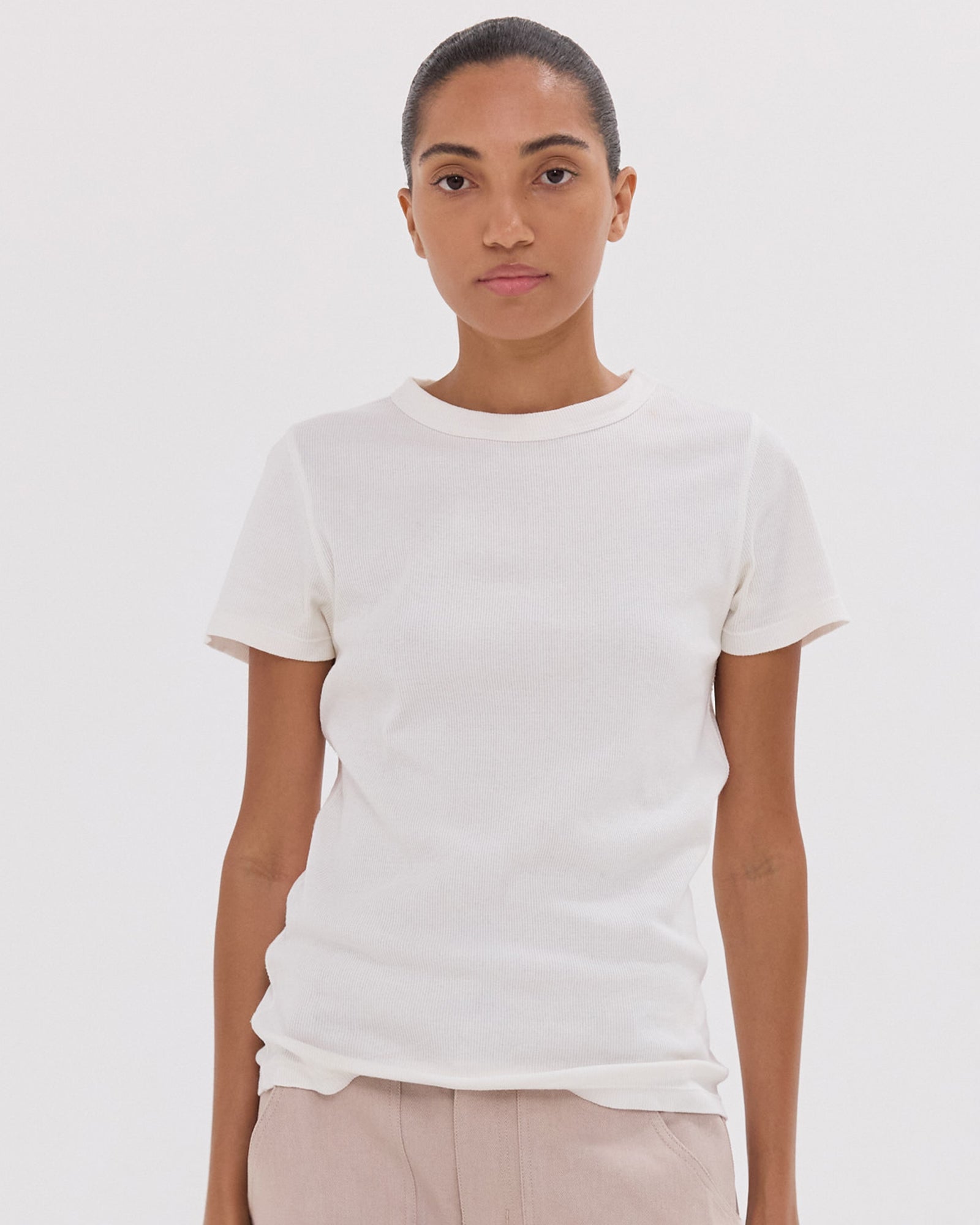The Ribbed Tee | White