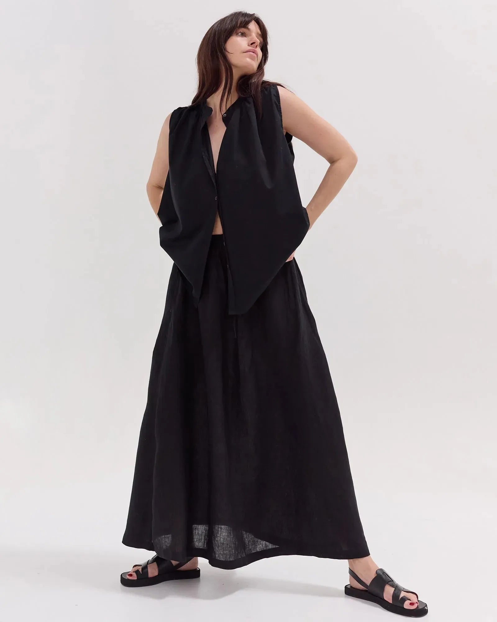 The Black Linen Skirt Set by Cloth & Co. 