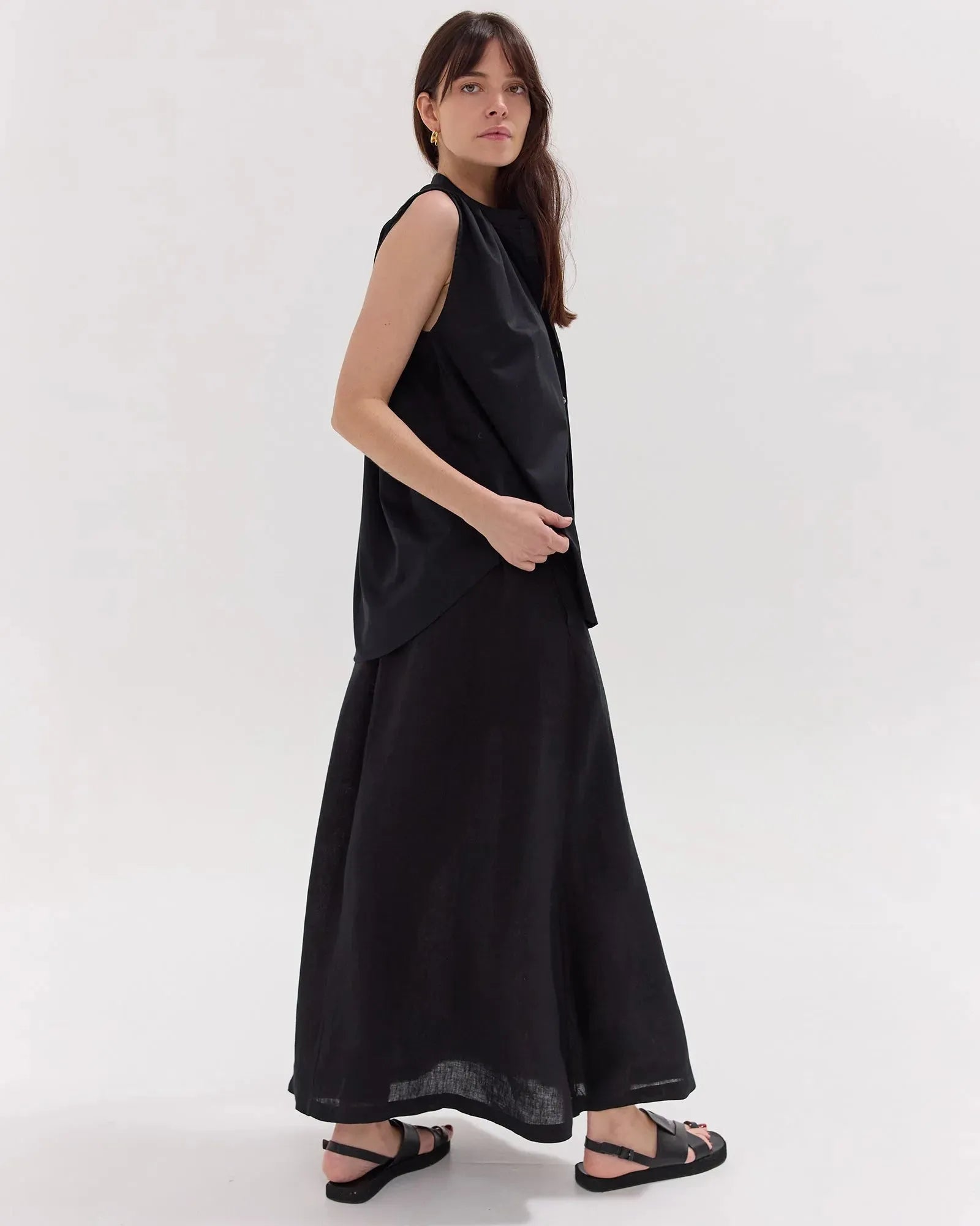 The Black Linen Skirt Set by Cloth & Co. 