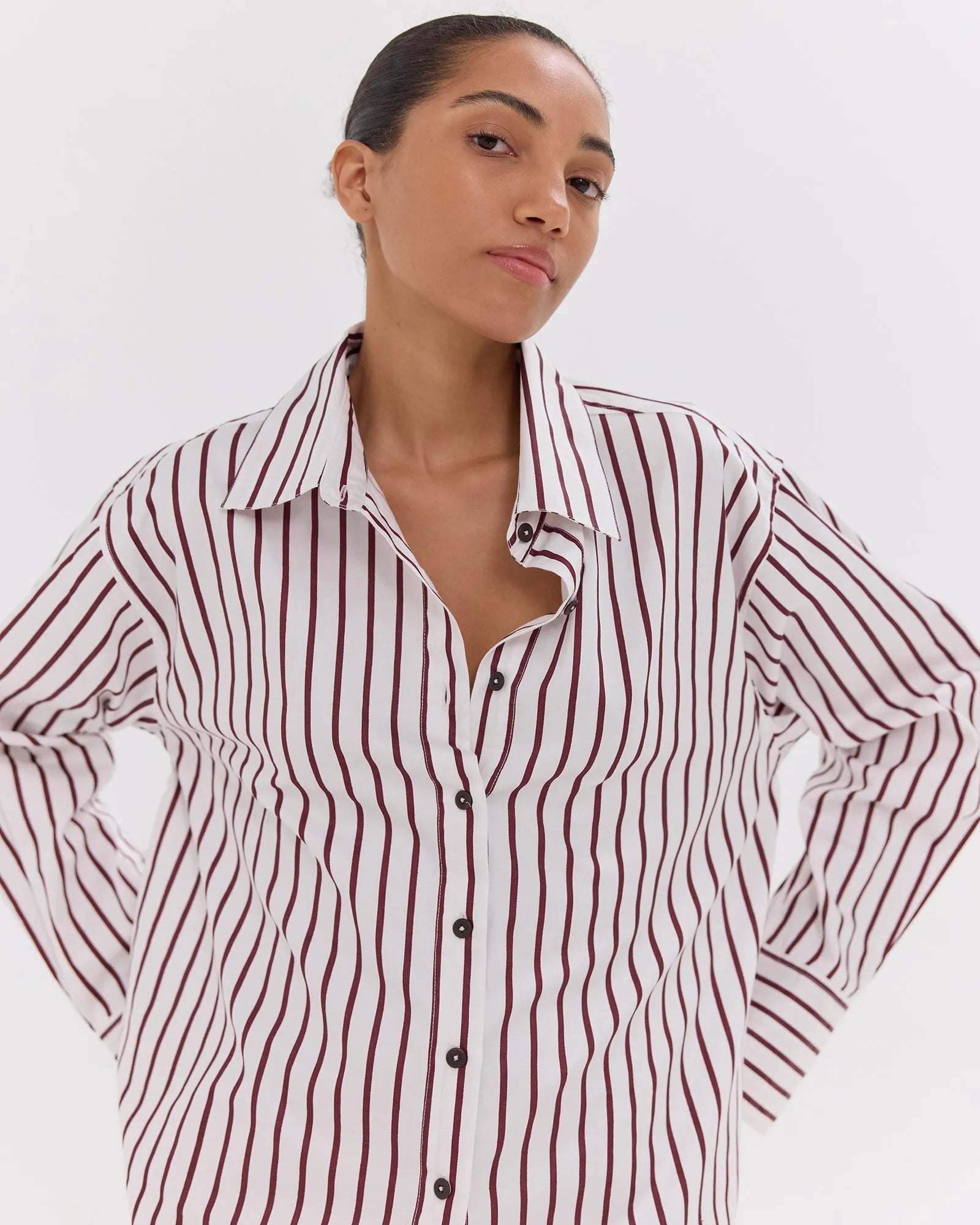 The Dropped Yoke Shirt | Mahogany & White by Cloth & Co. 